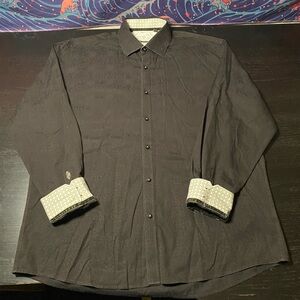 Elegant Black Patterned Men's Shirt